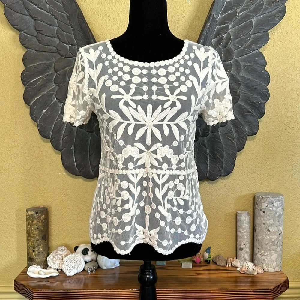 Zara Mesh Tee Shirt - Picture 1 of 7